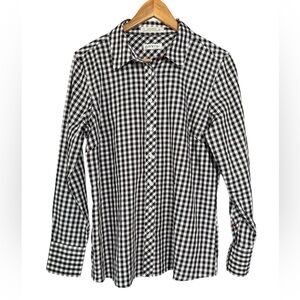 Orvis Women’s Wrinkle Free Long Sleeve Button Down Shirt Black White Checks 12